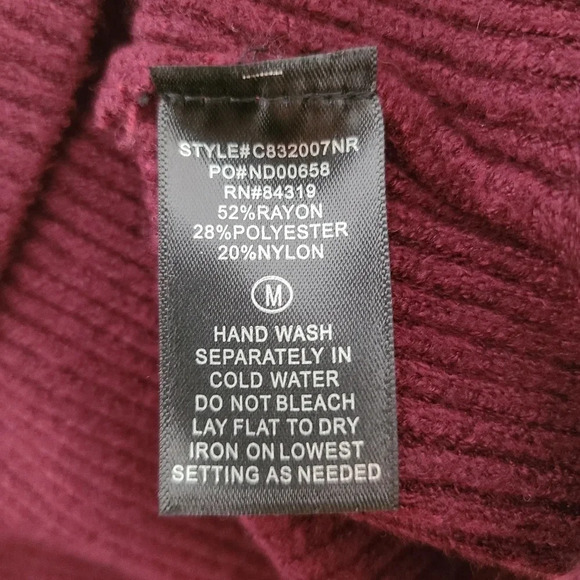 New Devotion by Cyrus Burgundy Ribbed Knit Turtleneck Sweater M - Picture 6 of 6